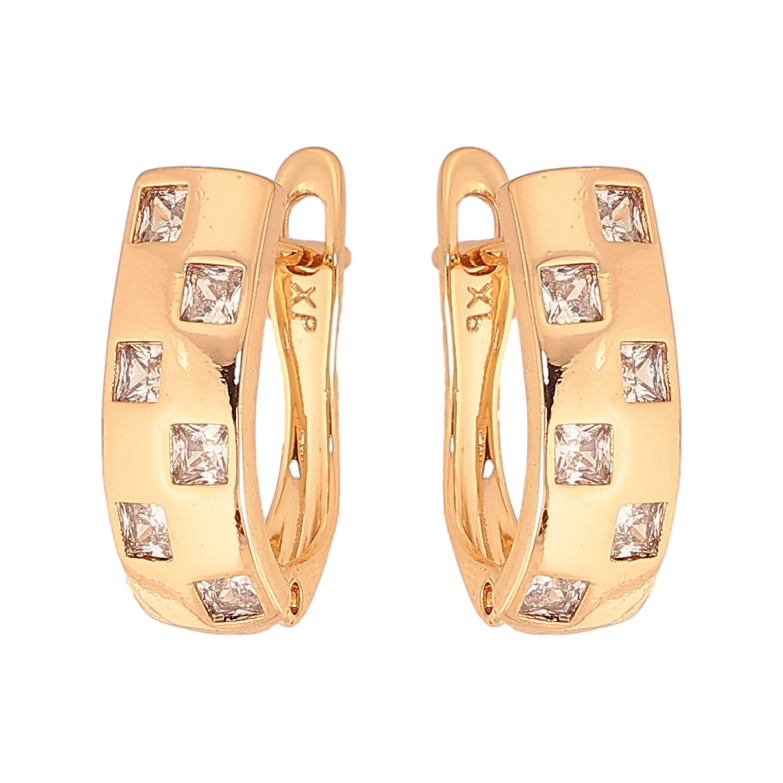 Сережки Xuping колір Позолота 18К англійський замок "Візерунок з кристалами" фото №1 Сережки Xuping колір Позолота 18К англійський замок "Візерунок з кристалами" фото №1