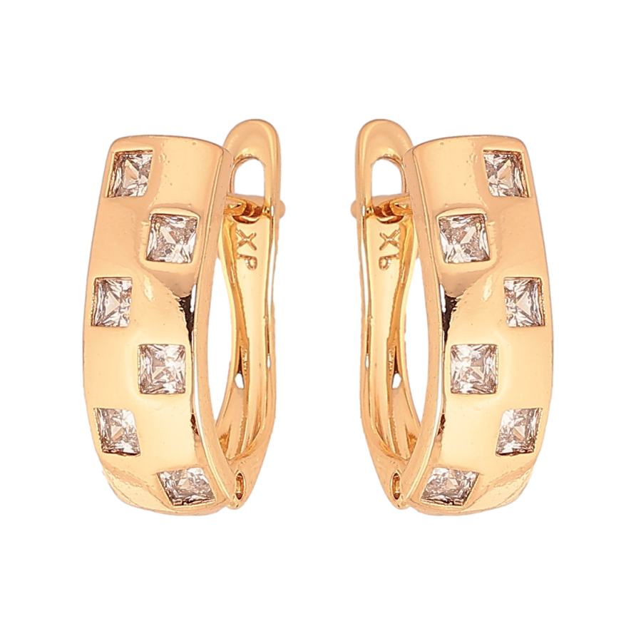 Сережки Xuping колір Позолота 18К англійський замок "Візерунок з кристалами" фото №1 Сережки Xuping колір Позолота 18К англійський замок "Візерунок з кристалами" фото №1