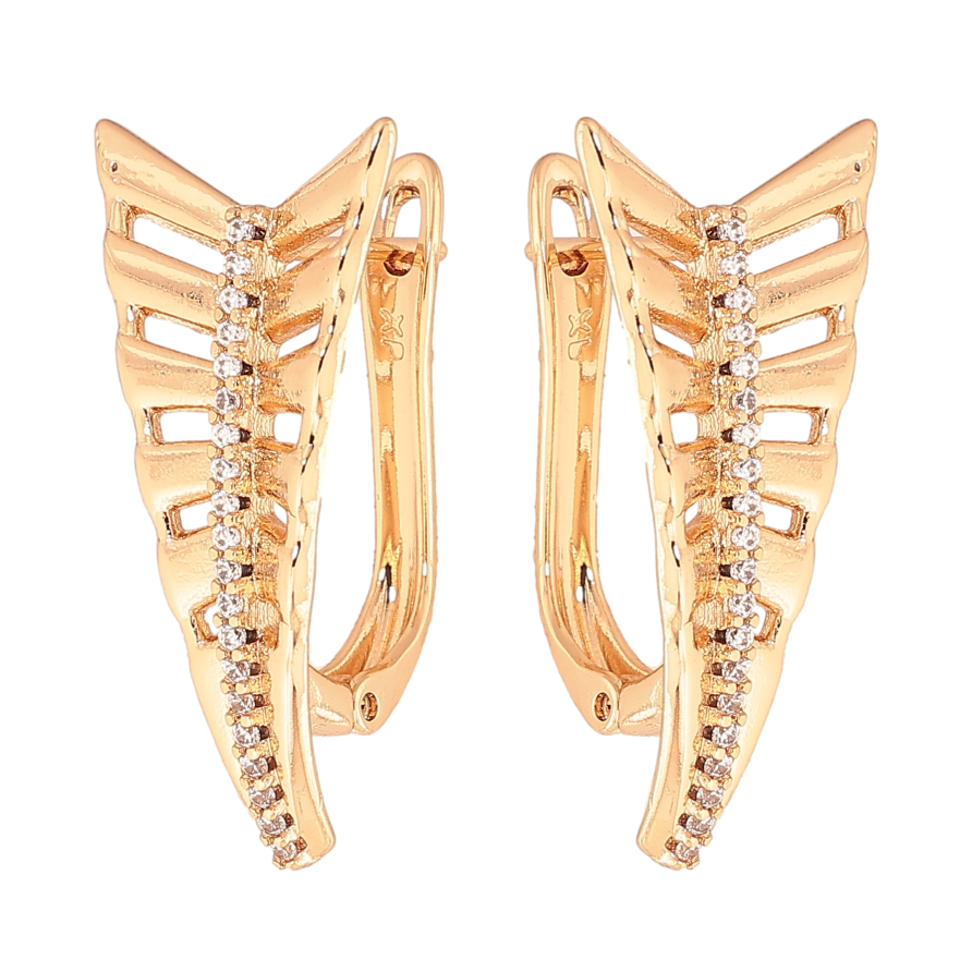 Серьги Xuping цвет Позолота 18К английский замок "Узор с кристаллами" фото №1