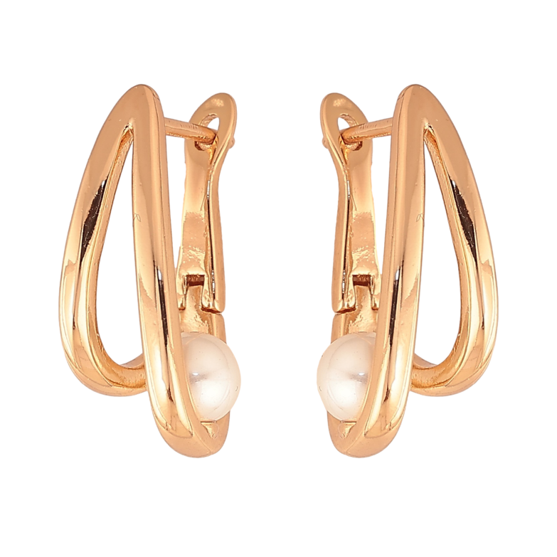 Серьги Xuping цвет Позолота 18К английский замок "Узор с жемчужинами" фото №1