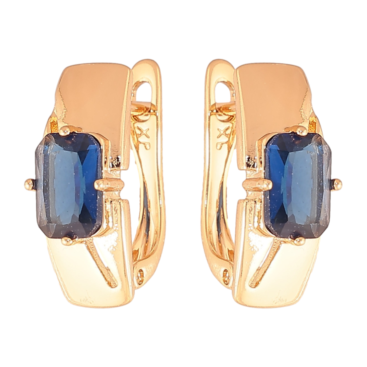 Серьги Xuping цвет Позолота 18K английский замок "Узор с синими кристаллами" фото №18 Серьги Xuping цвет Позолота 18K английский замок "Узор с синими кристаллами" фото №18