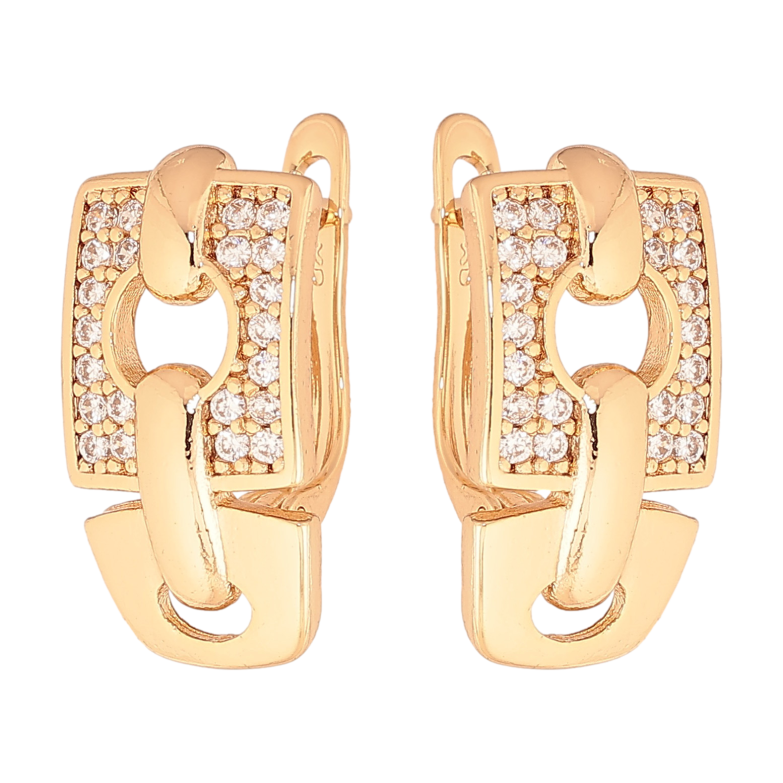 Сережки Xuping колір Позолота 18К англійський замок "Візерунок з кристалами" фото №1