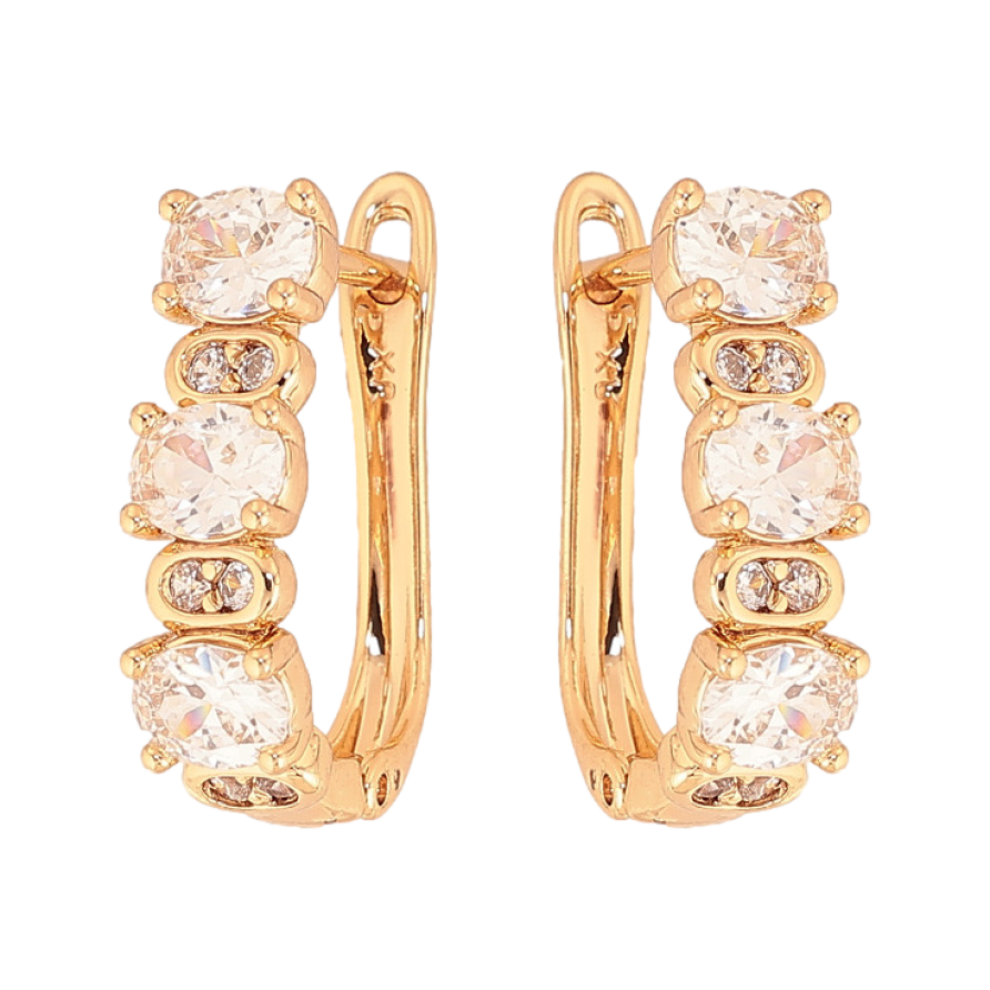 Серьги Xuping цвет Позолота 18К английский замок "Узор с кристаллами" фото №1 Серьги Xuping цвет Позолота 18К английский замок "Узор с кристаллами" фото №1