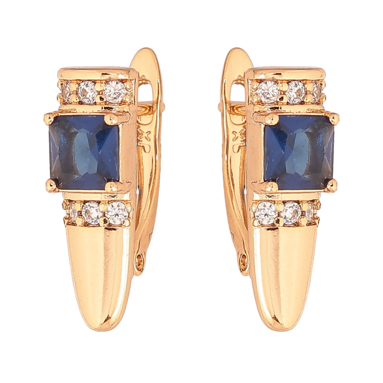 Сережки Xuping колір Позолота 18K англійський замок "Візерунок з синіми кристалами" фото №1 Сережки Xuping колір Позолота 18K англійський замок "Візерунок з синіми кристалами" фото №1