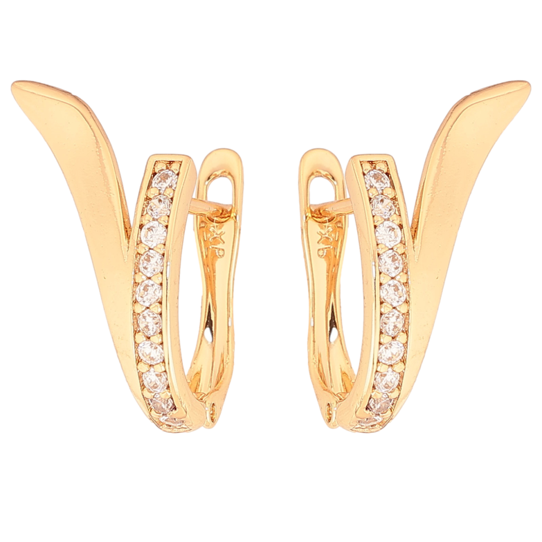 Серьги Xuping цвет Позолота 18К английский замок "Узор с кристаллами" фото №1 Серьги Xuping цвет Позолота 18К английский замок "Узор с кристаллами" фото №1