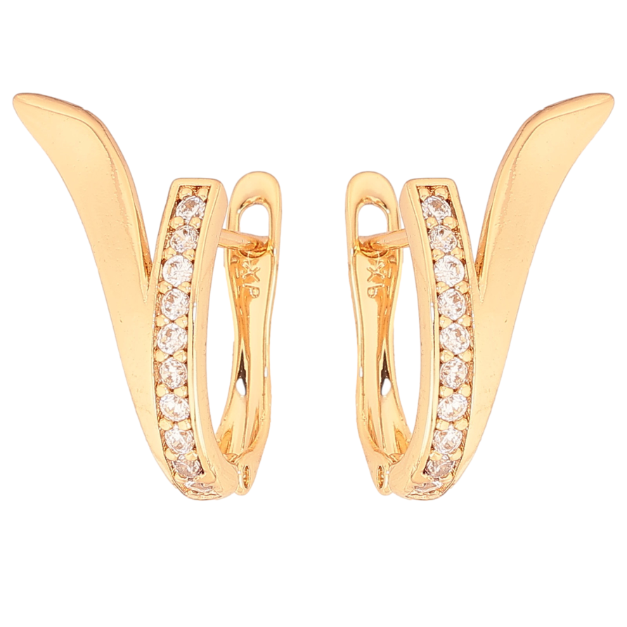 Серьги Xuping цвет Позолота 18К английский замок "Узор с кристаллами" фото №1 Серьги Xuping цвет Позолота 18К английский замок "Узор с кристаллами" фото №1