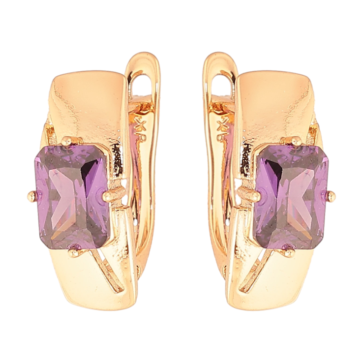 Серьги Xuping цвет Позолота 18K английский замок "Узор с сиреневыми кристаллами" фото №16 Серьги Xuping цвет Позолота 18K английский замок "Узор с сиреневыми кристаллами" фото №16