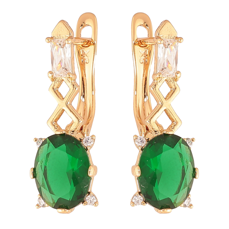 Серьги Xuping цвет Позолота 18K английский замок "Узор с зелеными кристаллами" фото №24 Серьги Xuping цвет Позолота 18K английский замок "Узор с зелеными кристаллами" фото №24