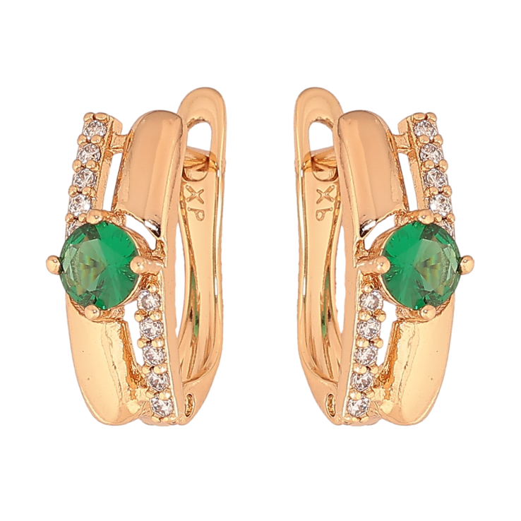 Серьги Xuping цвет Позолота 18К английский замок "Узор с зелеными кристаллами" фото №17 Серьги Xuping цвет Позолота 18К английский замок "Узор с зелеными кристаллами" фото №17