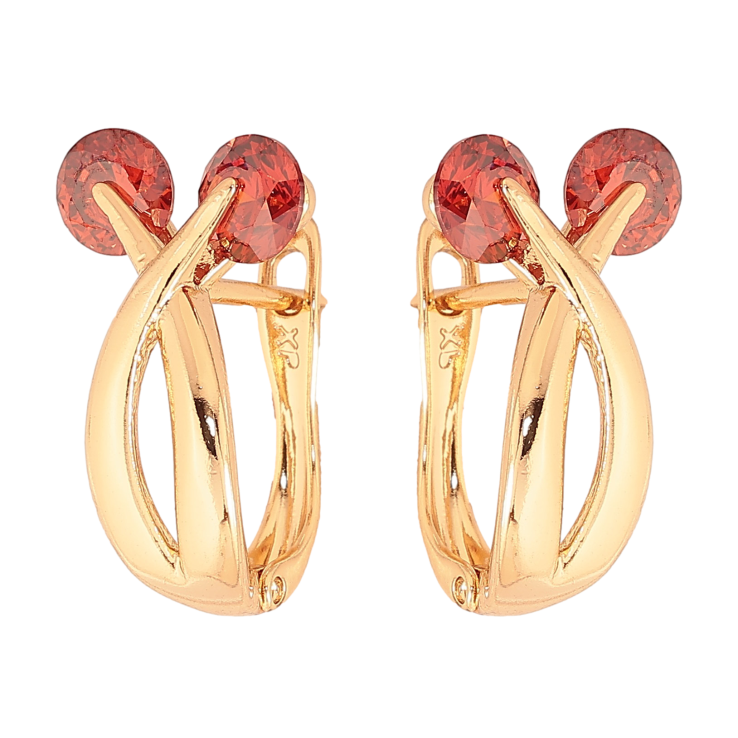 Серьги Xuping цвет Позолота 18К английский замок "Узор с красными кристаллами" фото №3 Серьги Xuping цвет Позолота 18К английский замок "Узор с красными кристаллами" фото №3
