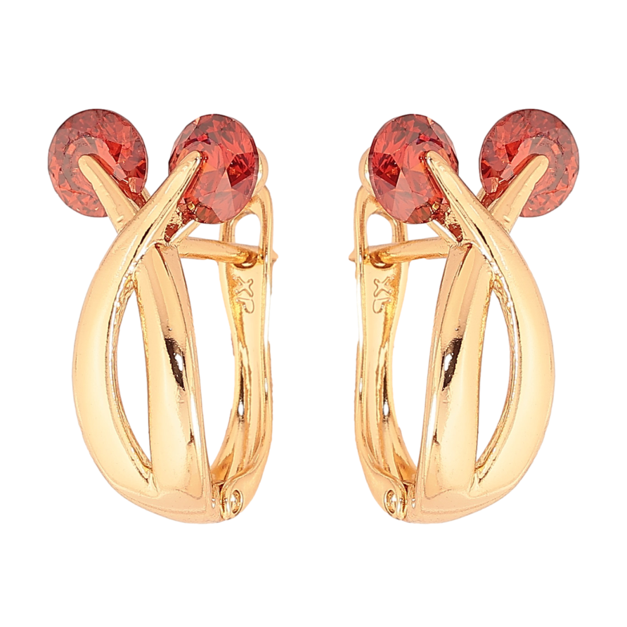 Серьги Xuping цвет Позолота 18К английский замок "Узор с красными кристаллами" фото №1 Серьги Xuping цвет Позолота 18К английский замок "Узор с красными кристаллами" фото №1