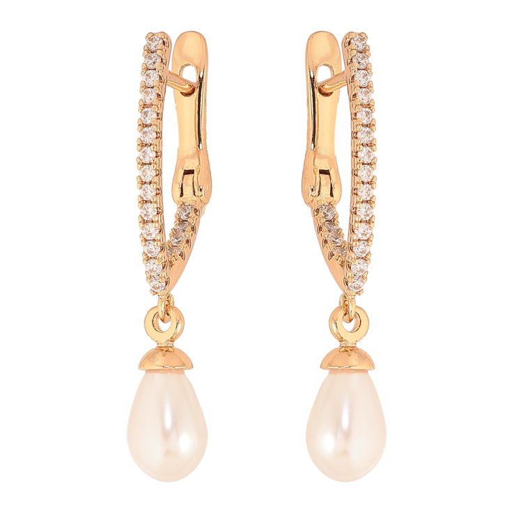 Сережки Xuping колір Позолота 18К англійський замок "Перлинні підвіски" фото №22