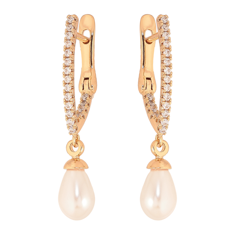 Сережки Xuping колір Позолота 18К англійський замок "Перлинні підвіски" фото №1