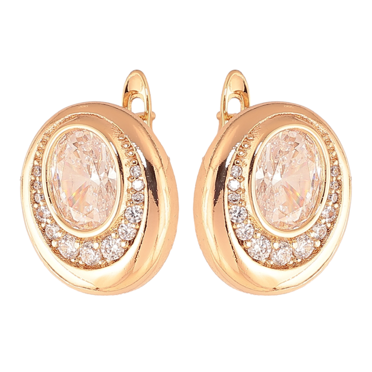 Сережки Xuping колір Позолота 18K англійський замок "Візерунок з кристалами" фото №21