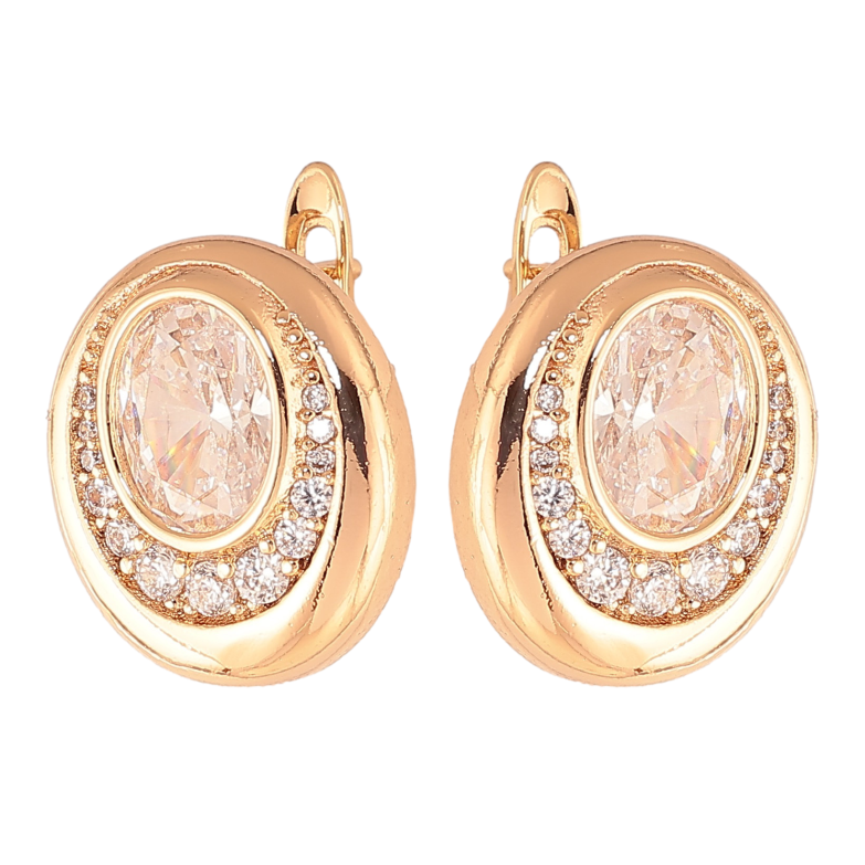 Сережки Xuping колір Позолота 18K англійський замок "Візерунок з кристалами" фото №1 Сережки Xuping колір Позолота 18K англійський замок "Візерунок з кристалами" фото №1