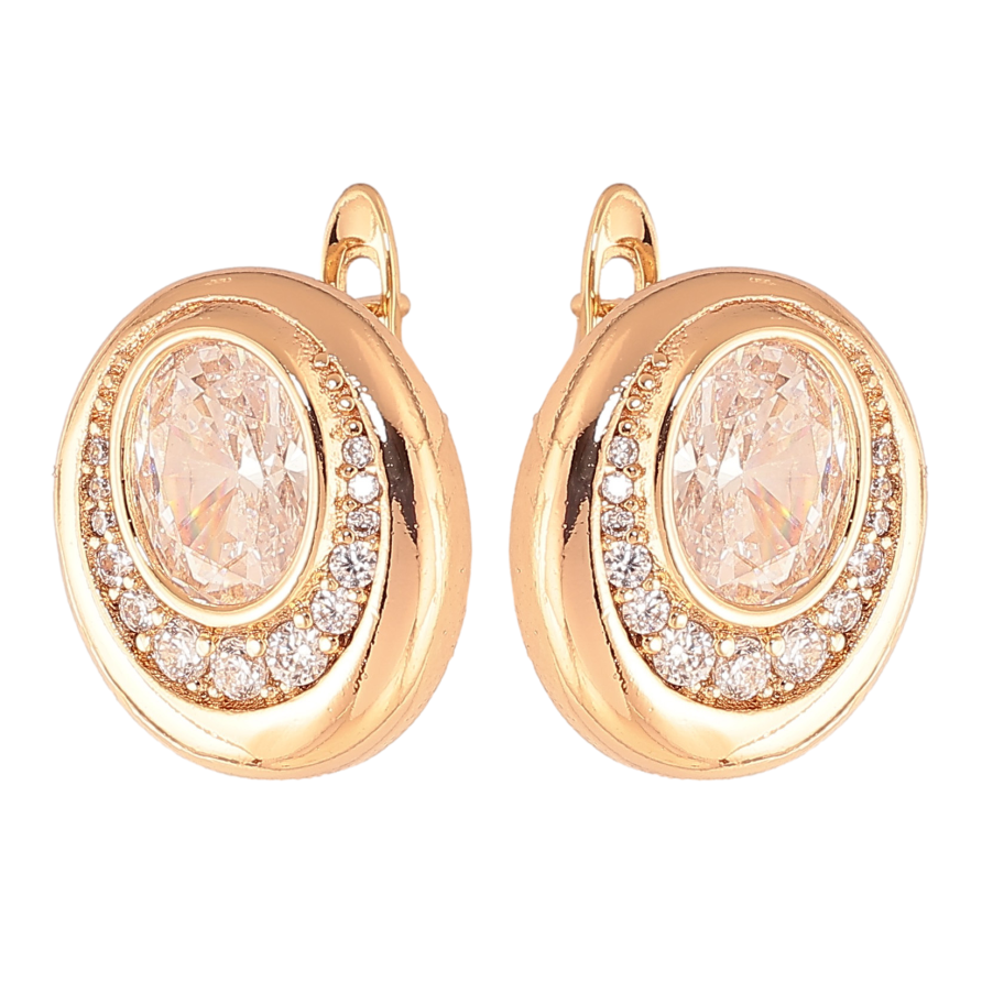 Сережки Xuping колір Позолота 18K англійський замок "Візерунок з кристалами" фото №1