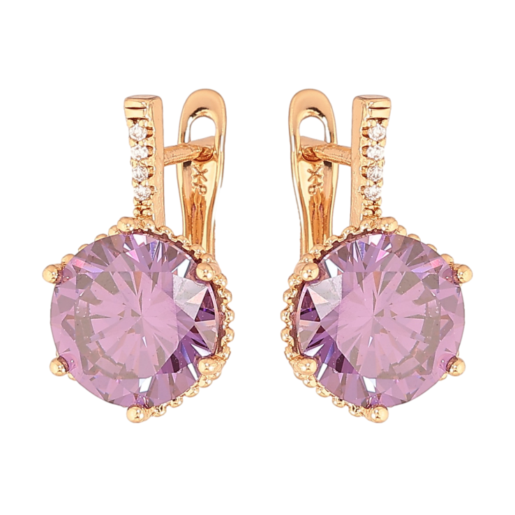 Серьги Xuping цвет Позолота 18K английский замок "Сиреневые кристаллы" фото №12 Серьги Xuping цвет Позолота 18K английский замок "Сиреневые кристаллы" фото №12