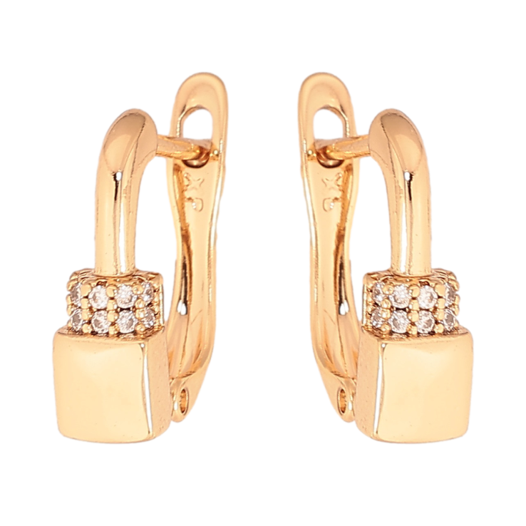 Сережки Xuping колір Позолота 18К англійський замок "Візерунок з кристалами" фото №8