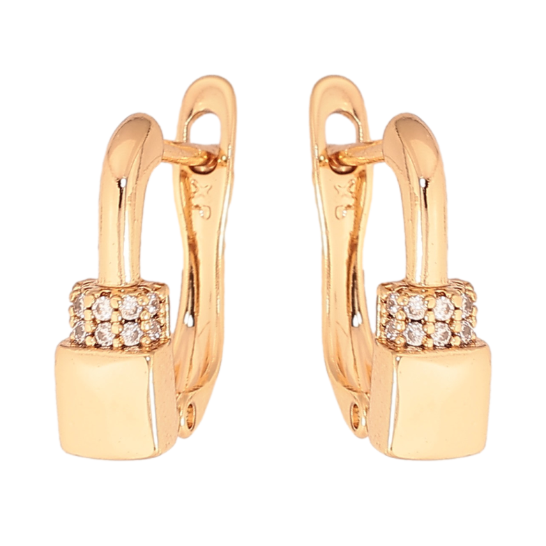 Сережки Xuping колір Позолота 18К англійський замок "Візерунок з кристалами" фото №1