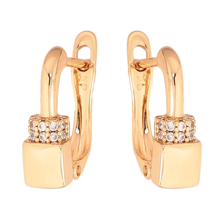 Сережки Xuping колір Позолота 18К англійський замок "Візерунок з кристалами" фото №1