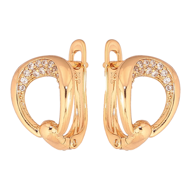 Серьги Xuping цвет Позолота 18К английський замок "Узор с кристаллами" фото №24