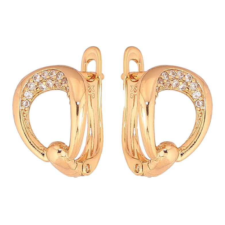 Серьги Xuping цвет Позолота 18К английський замок "Узор с кристаллами" фото №1