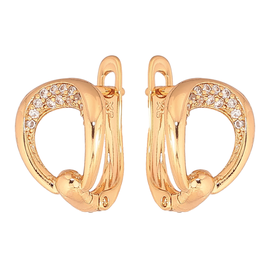 Сережки Xuping колір Позолота 18К англійський замок "Візерунок з кристалами" фото №1