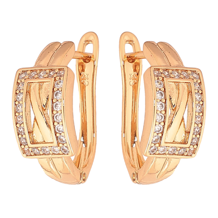 Серьги Xuping цвет Позолота 18К английський замок "Узор с кристаллами" фото №11 Серьги Xuping цвет Позолота 18К английський замок "Узор с кристаллами" фото №11