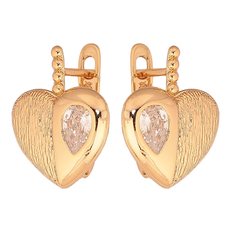 Серьги Xuping цвет Позолота 18К английський замок "Сердечки с кристаллами" фото №15 Серьги Xuping цвет Позолота 18К английський замок "Сердечки с кристаллами" фото №15