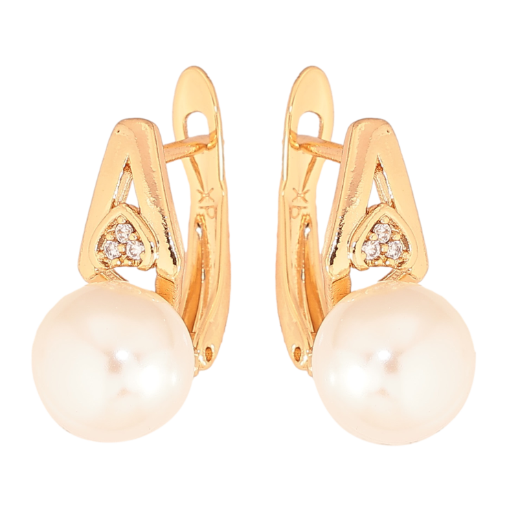 Серьги Xuping цвет Позолота 18К английський замок "Узор с жемчужинами" фото №19 Серьги Xuping цвет Позолота 18К английський замок "Узор с жемчужинами" фото №19