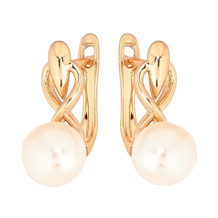 Серьги Xuping цвет Позолота 18К английський замок "Узор с жемчужинами" фото №3 Серьги Xuping цвет Позолота 18К английський замок "Узор с жемчужинами" фото №3