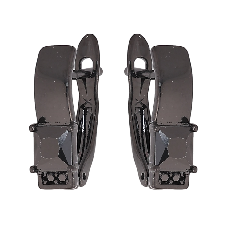 Серьги Xuping цвет Позолота Black (черное золото) английский замок "Узор с черными кристаллами" фото №6 Серьги Xuping цвет Позолота Black (черное золото) английский замок "Узор с черными кристаллами" фото №6