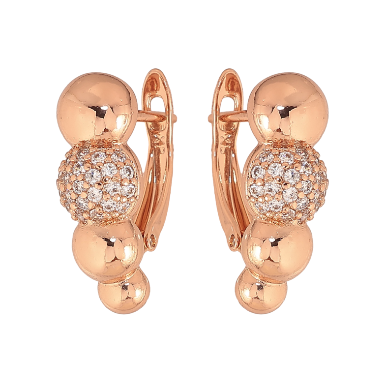 Серьги Xuping цвет Позолота РО английский замок "Узор с кристаллами" фото №1