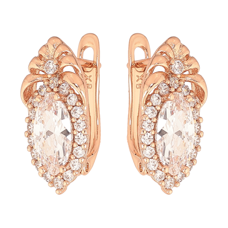 Сережки Xuping колір Позолота РО англійський замок "Візерунок з кристалами" фото №1