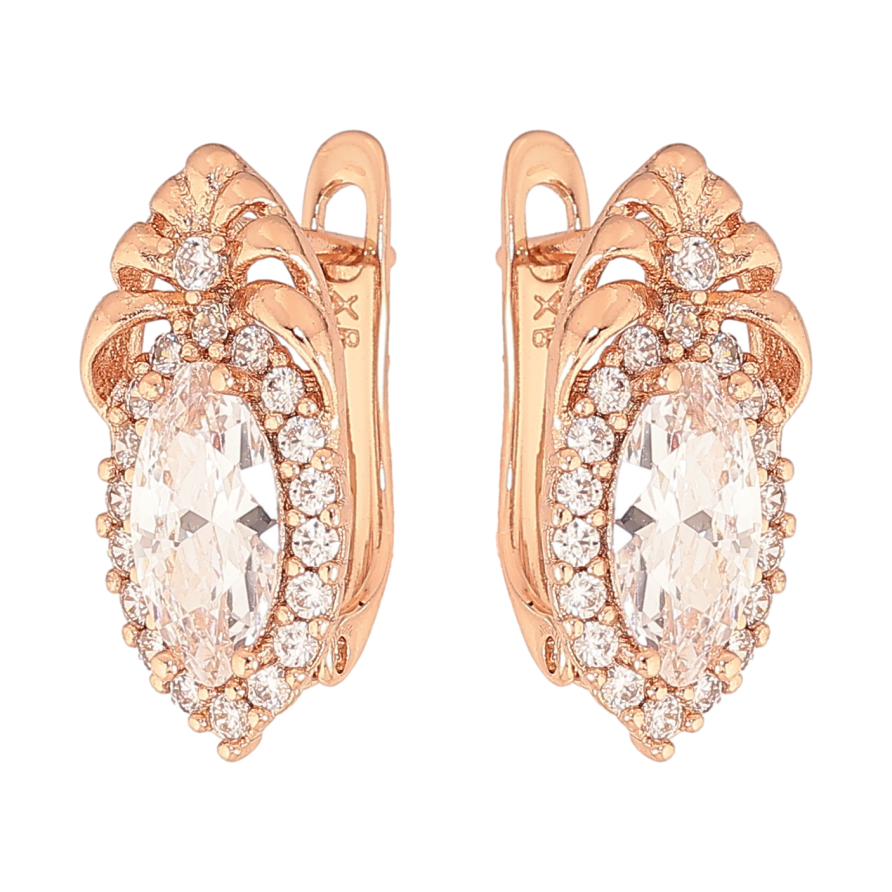 Серьги Xuping цвет Позолота РО английский замок "Узор с кристаллами" фото №1