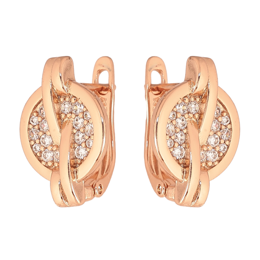 Серьги Xuping цвет Позолота РО английский замок "Узор с кристаллами" фото №1