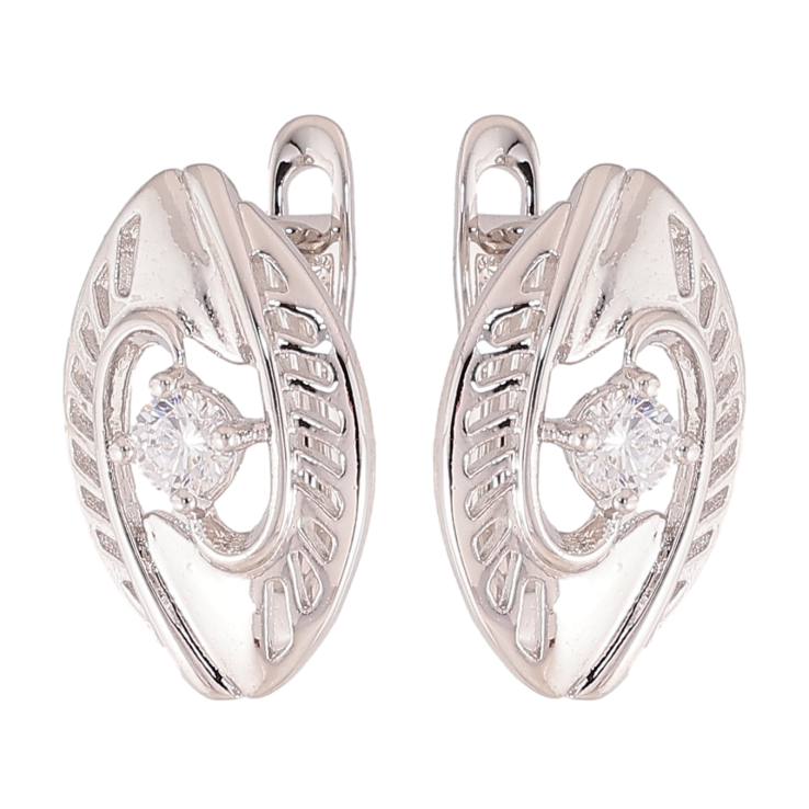 Сережки Xuping колір Родій англійський замок "Візерунок з кристалами" фото №20