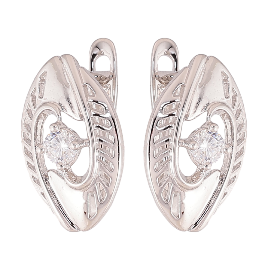 Сережки Xuping колір Родій англійський замок "Візерунок з кристалами" фото №1