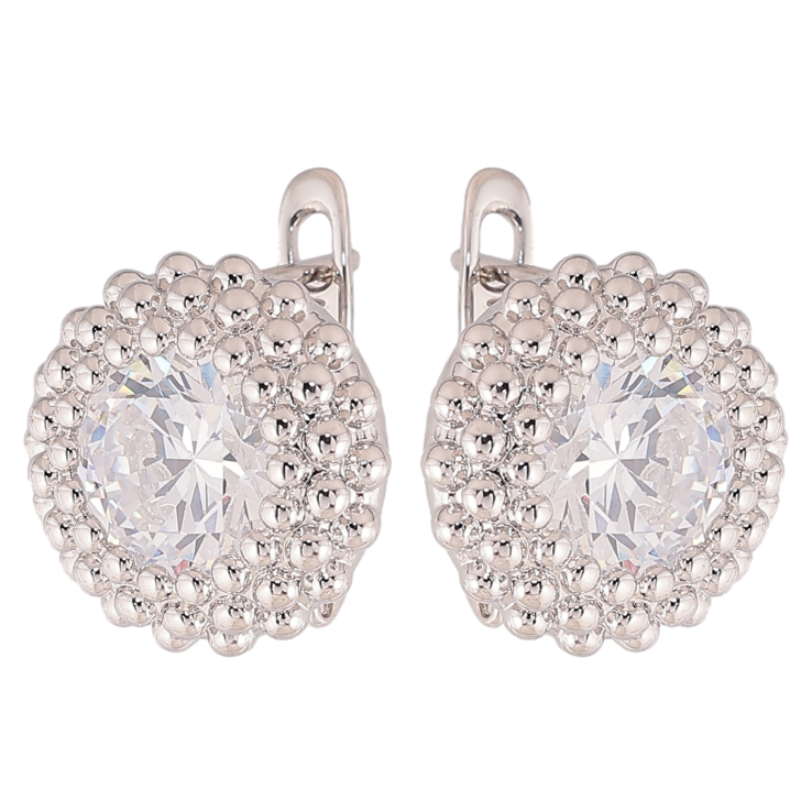 Сережки Xuping колір Родій англійський замок "Кристали в декоративній оправі" фото №8