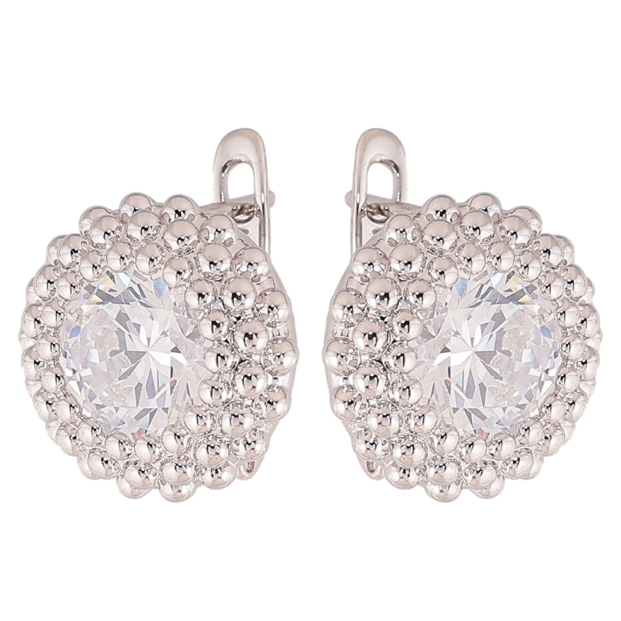 Сережки Xuping колір Родій англійський замок "Кристали в декоративній оправі" фото №1