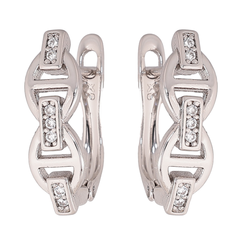 Сережки Xuping колір Родій англійський замок "Візерунок з кристалами" фото №1