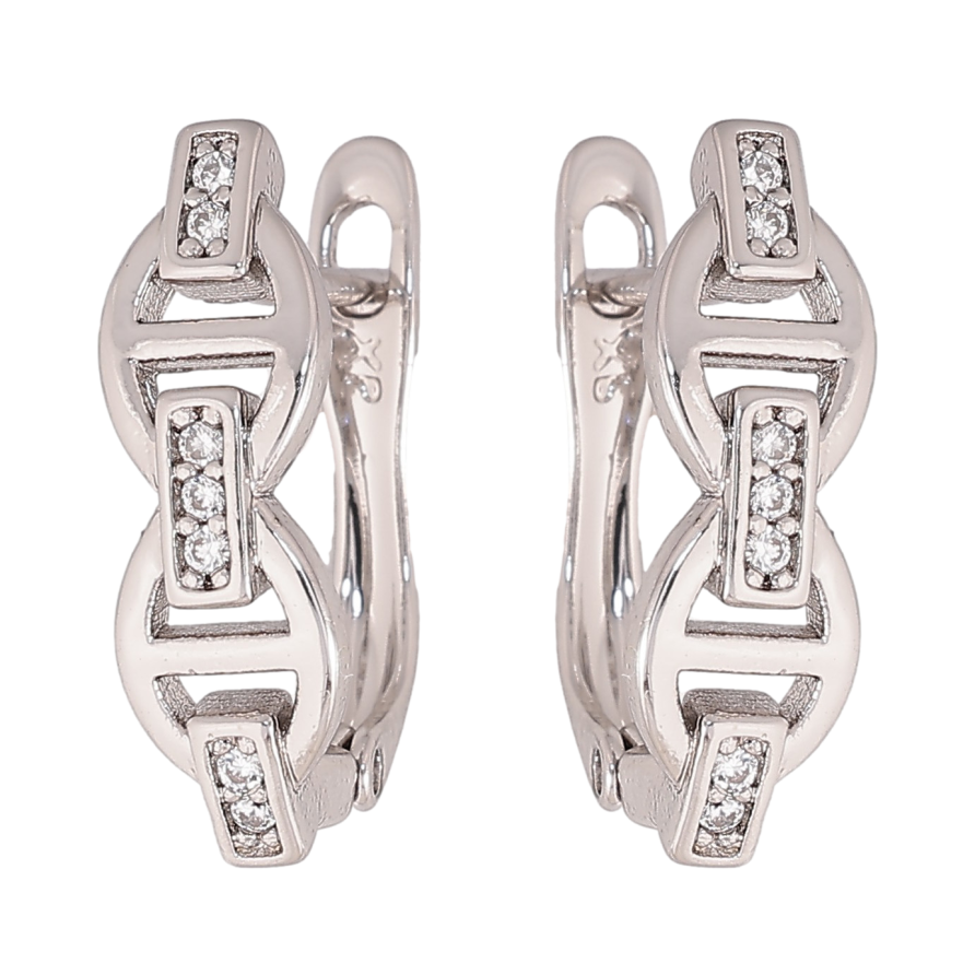 Сережки Xuping колір Родій англійський замок "Візерунок з кристалами" фото №1