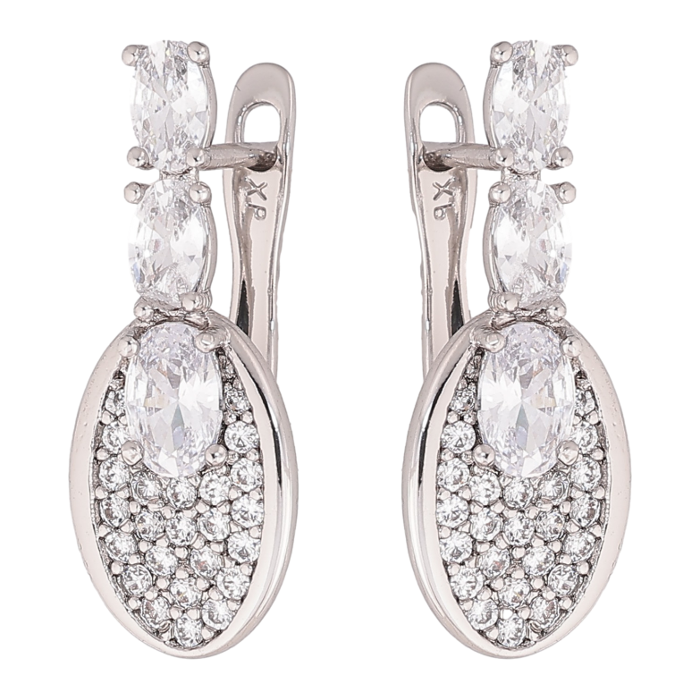 Серьги Xuping цвет Родий английский замок "Инкрустация кристаллами" фото №1