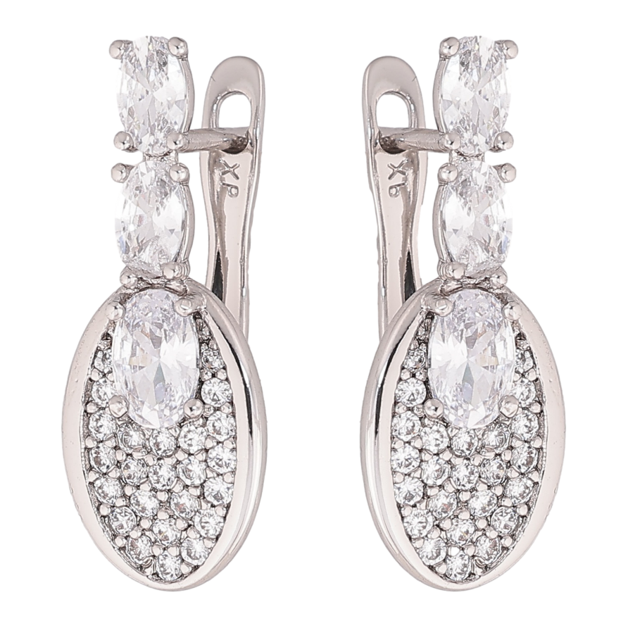 Сережки Xuping колір Родій англійський замок "Інкрустація кристалами" фото №1