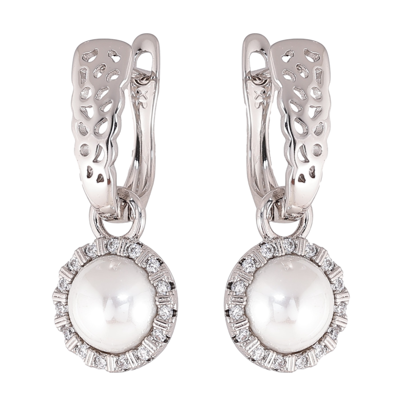 Серьги Xuping цвет Родий английский замок "Жемчужные подвески" 2 в 1 фото №1 Серьги Xuping цвет Родий английский замок "Жемчужные подвески" 2 в 1 фото №1