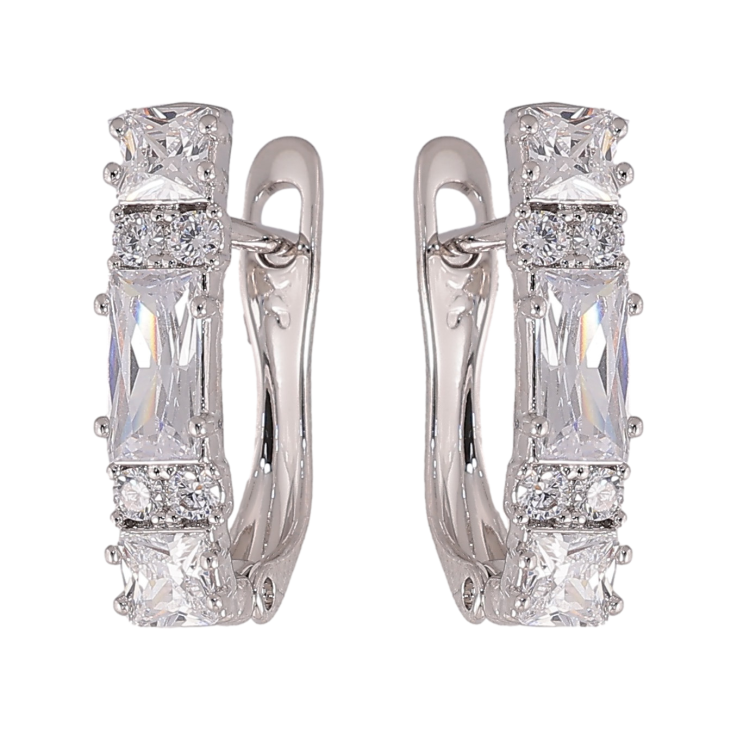 Серьги Xuping цвет Родий английский замок "Инкрустация кристаллами" фото №2