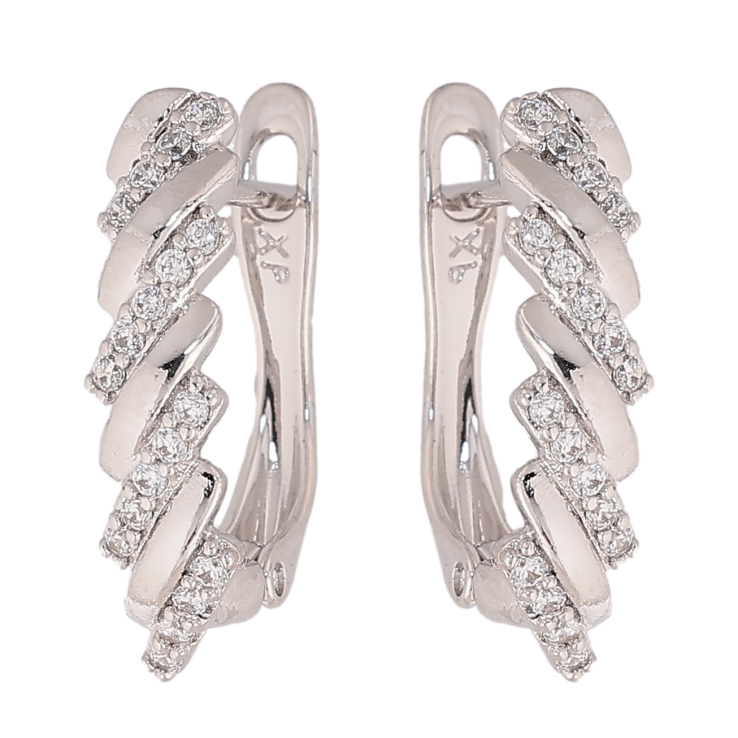 Серьги Xuping цвет Родий английский замок "Узор с кристаллами" фото №5