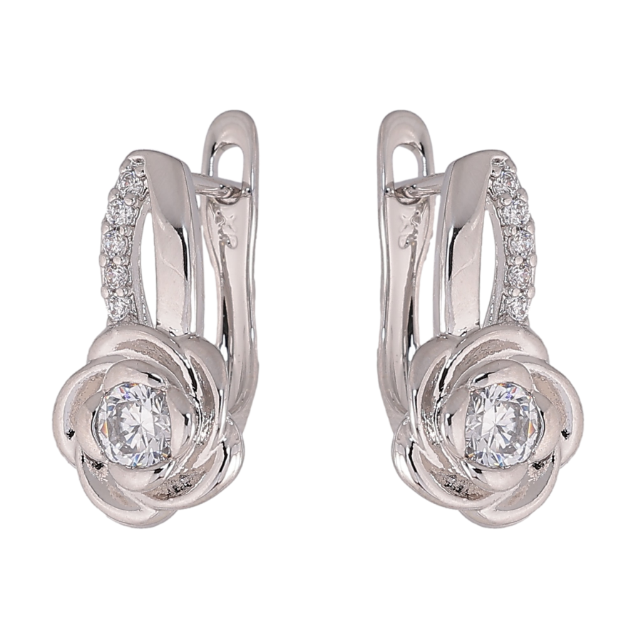 Сережки Xuping колір Родій англійський замок "Квіточки з кристалами" фото №1