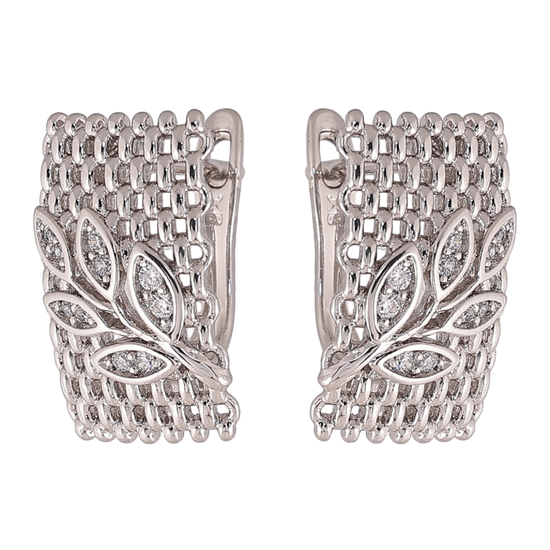 Сережки Xuping колір Родій англійський замок "Візерунок гілочки з кристалами" фото №1