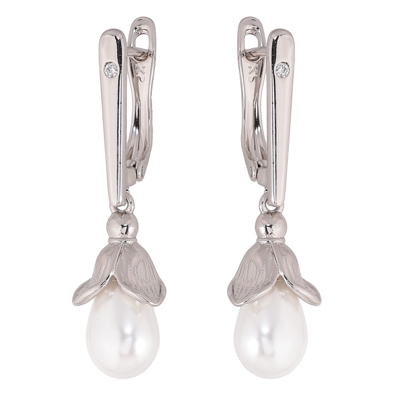 Сережки Xuping колір Родій англійський замок "Перлинні підвіски" фото №1